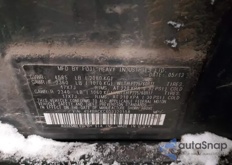 2013 Subaru Outback 2.5I Limited z USA, uszkodzony, nr VIN 4S4BRCKC6D3320558